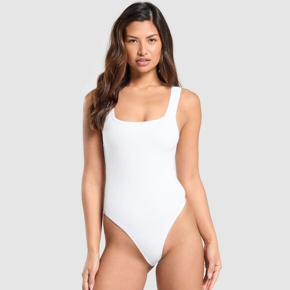 Gymshark Cotton Bodysuit/Muscle Fit Size M in White NWT in package - Picture 1 of 8